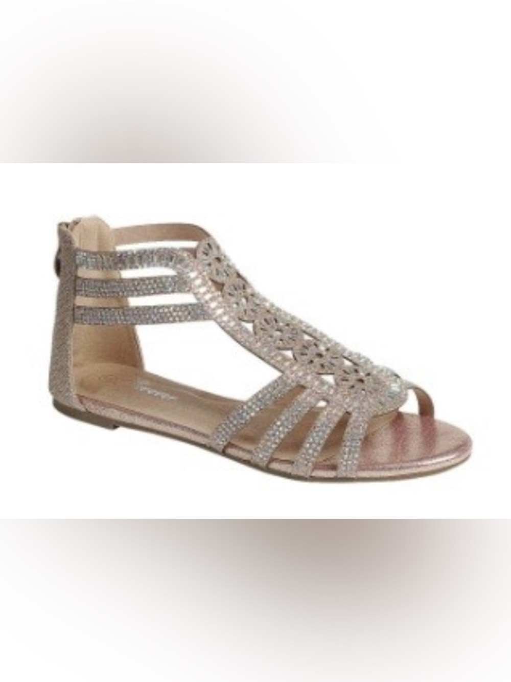 Forever 21 Rose Gold Rhinestone T-Strap Gladiator Sandal